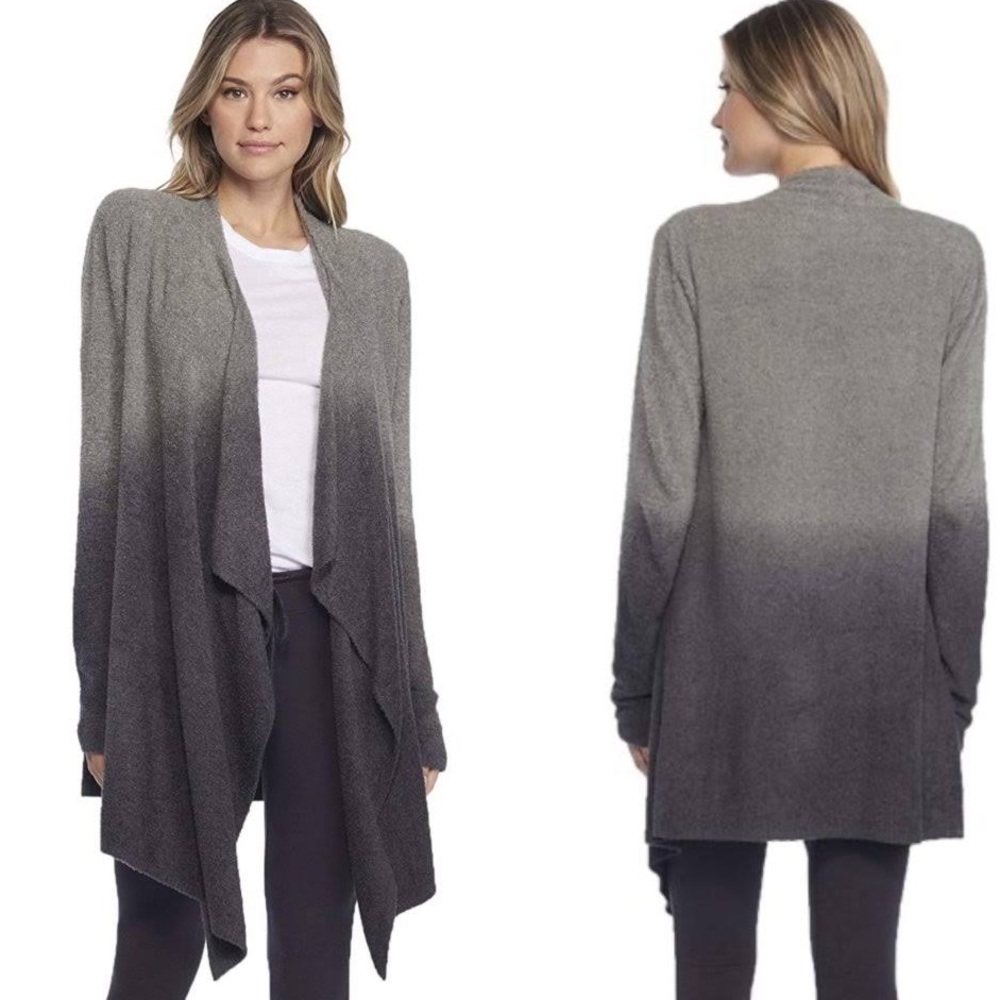 Barefoot Dreams CozyChic Lite Ombre Calypso Wrap Cardigan Sweater Loden Carbon